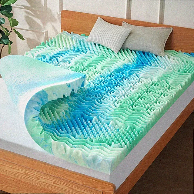 2 Inch 7-Zone Full Memory Foam Mattress Topper Egg Crate Cooling Gel Infused...