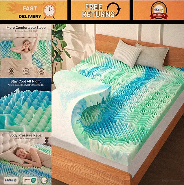 3" 7-Zone Memory Foam Mattress Topper - Cooling Gel Infused Bed Pad for Pressure