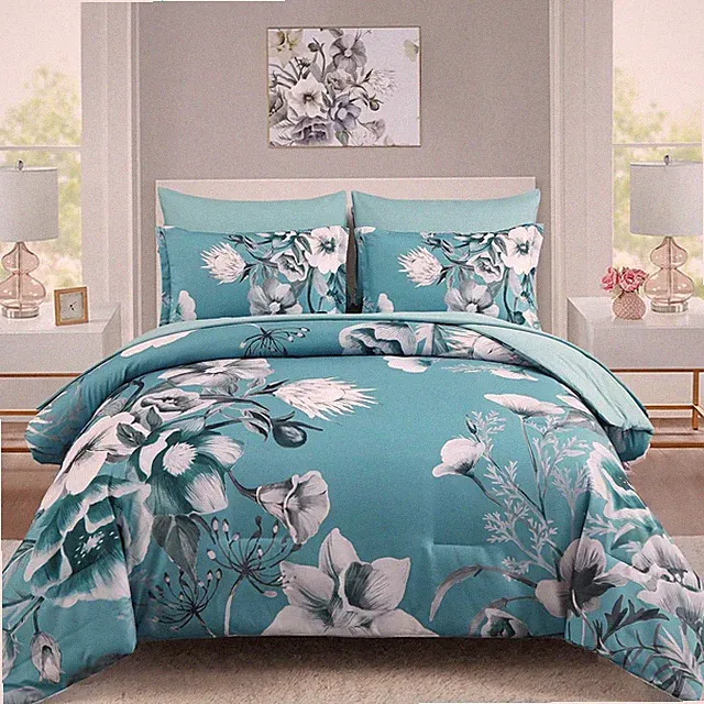 Floral Comforter Set Bed in a Bag Farmhouse Rustic All Season Bedding