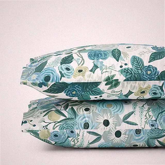 Garden Party Classic Cool Cotton Percale Pillowcase Set - Teal, Standard