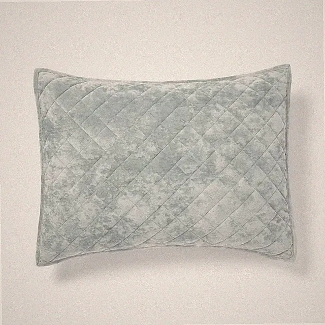 King Luxe Diamond Stitch Velvet Quilt Pillow Sham Light Teal Green