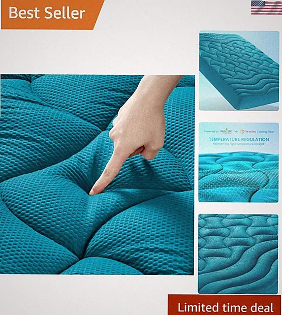 King Size Cooling Mattress Pad, Premium Zoned Quilted Fitted Mattress Topper,...