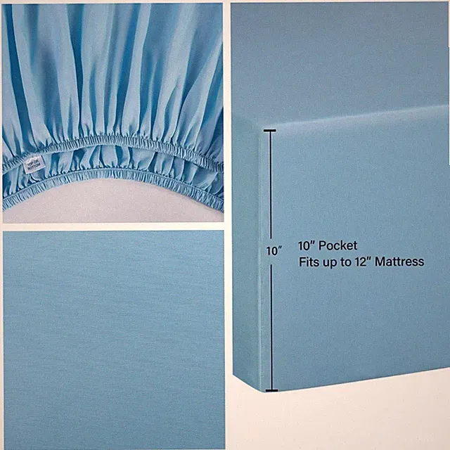 Light Blue Microfiber Polyester Fitted Sheet/Mattress Covers NWOT Full Size
