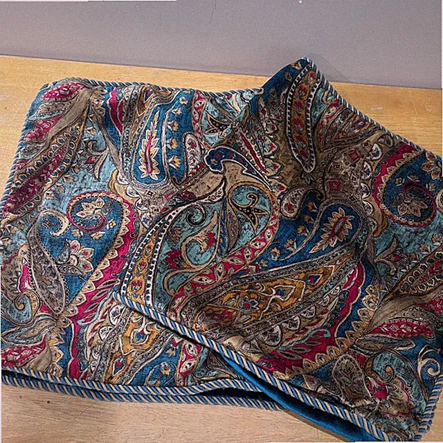 Michael Amini Seville King Sham Teal Paisley Velvet Back Cord Trim Vtg