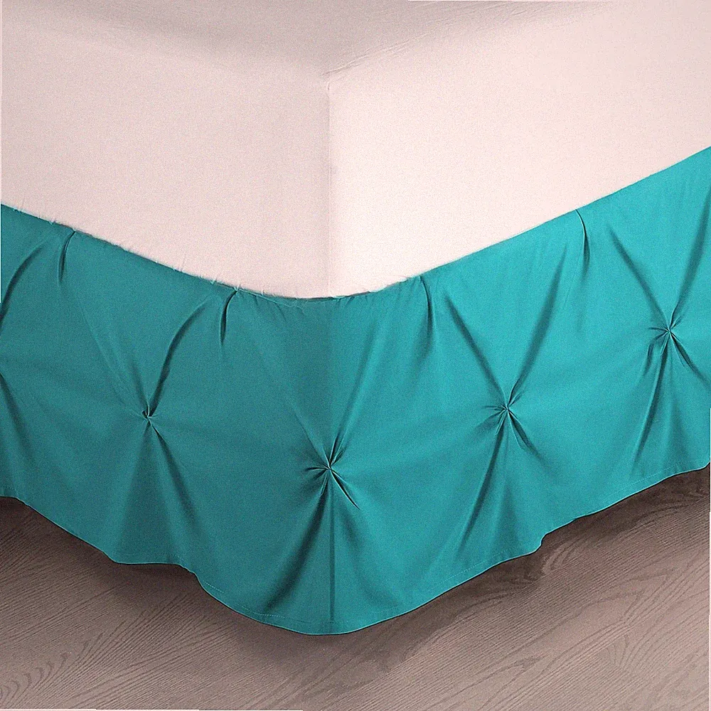 Nestl Teal Bed Skirt Full Size, Pinch Pleat Skirt, 14" Full