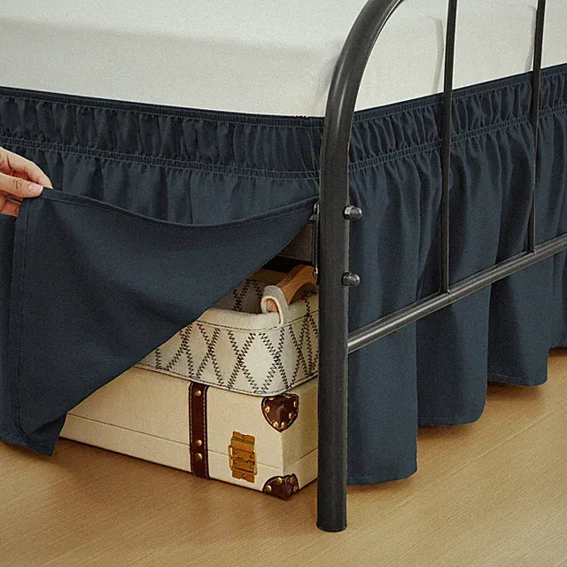 RIMELA Navy Blue Bed Skirts with Split Queen-15''Drop Corner