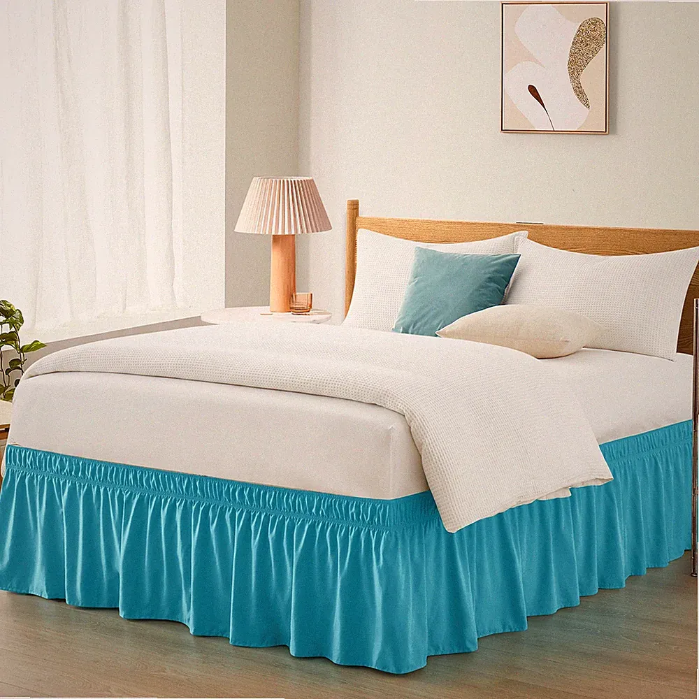 Teal Adjustable Bed Skirt for Full & Queen Beds - 14-Inch Drop, Easy Fit